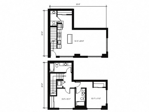 Stack House Apartments in Seattle, Washington 2x2.5 Townhome Floor Plan